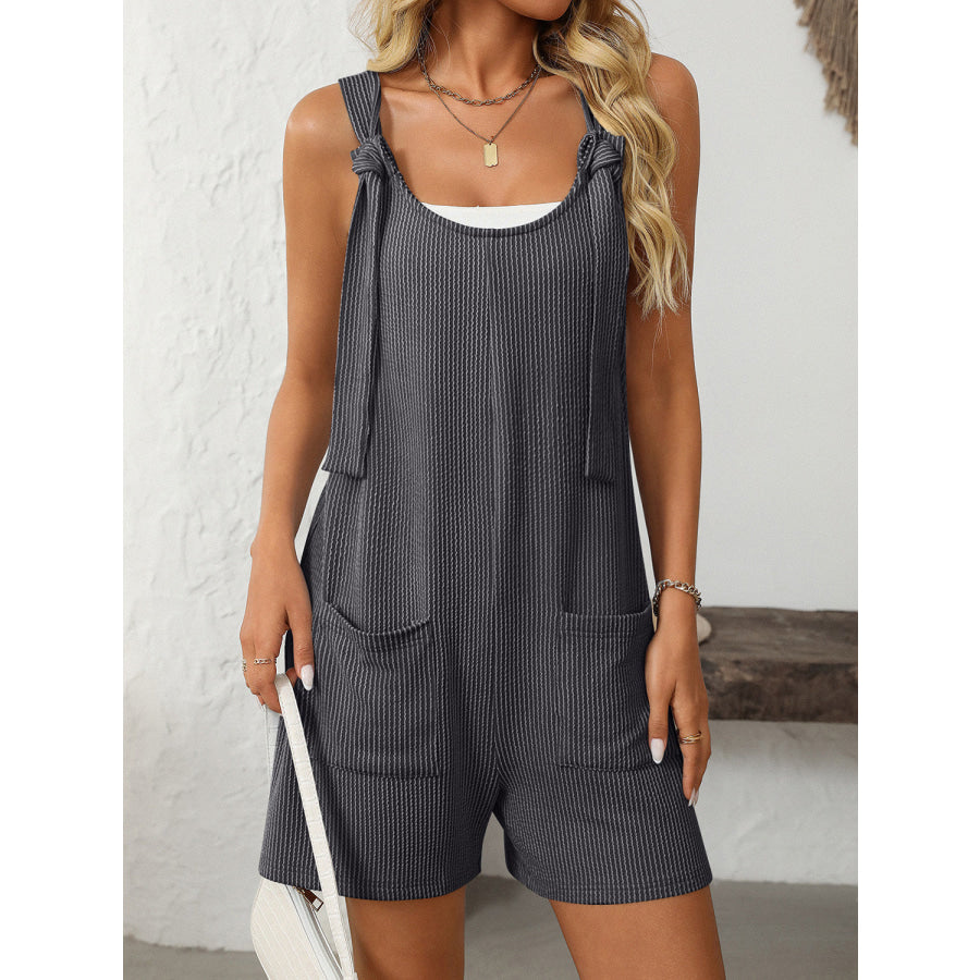 Mandy Texture Adjustable Strap Overalls with Pockets Dark Gray / S Apparel and Accessories