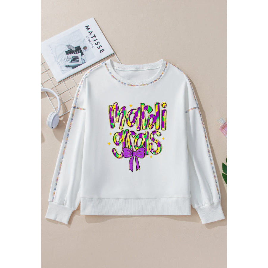 MARDI GRAS Round Neck Long Sleeve Sweatshirt Apparel and Accessories