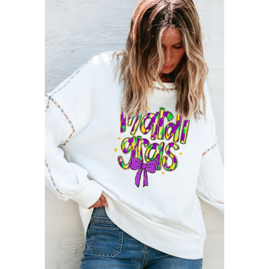 MARDI GRAS Round Neck Long Sleeve Sweatshirt Apparel and Accessories