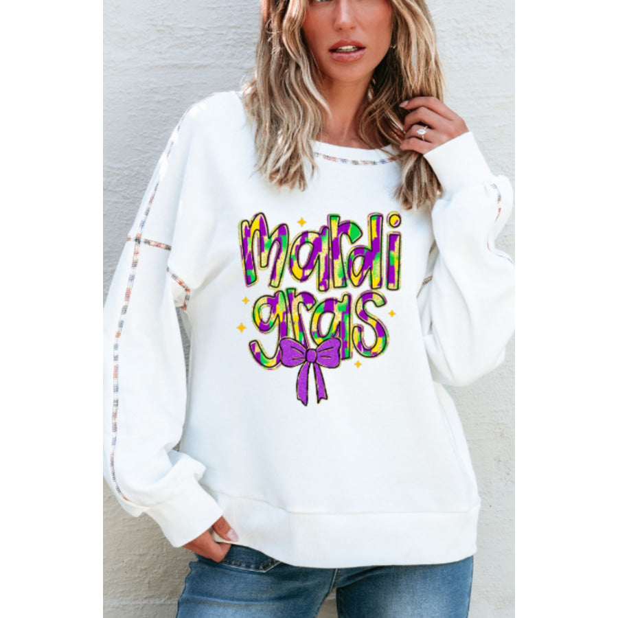 MARDI GRAS Round Neck Long Sleeve Sweatshirt Apparel and Accessories