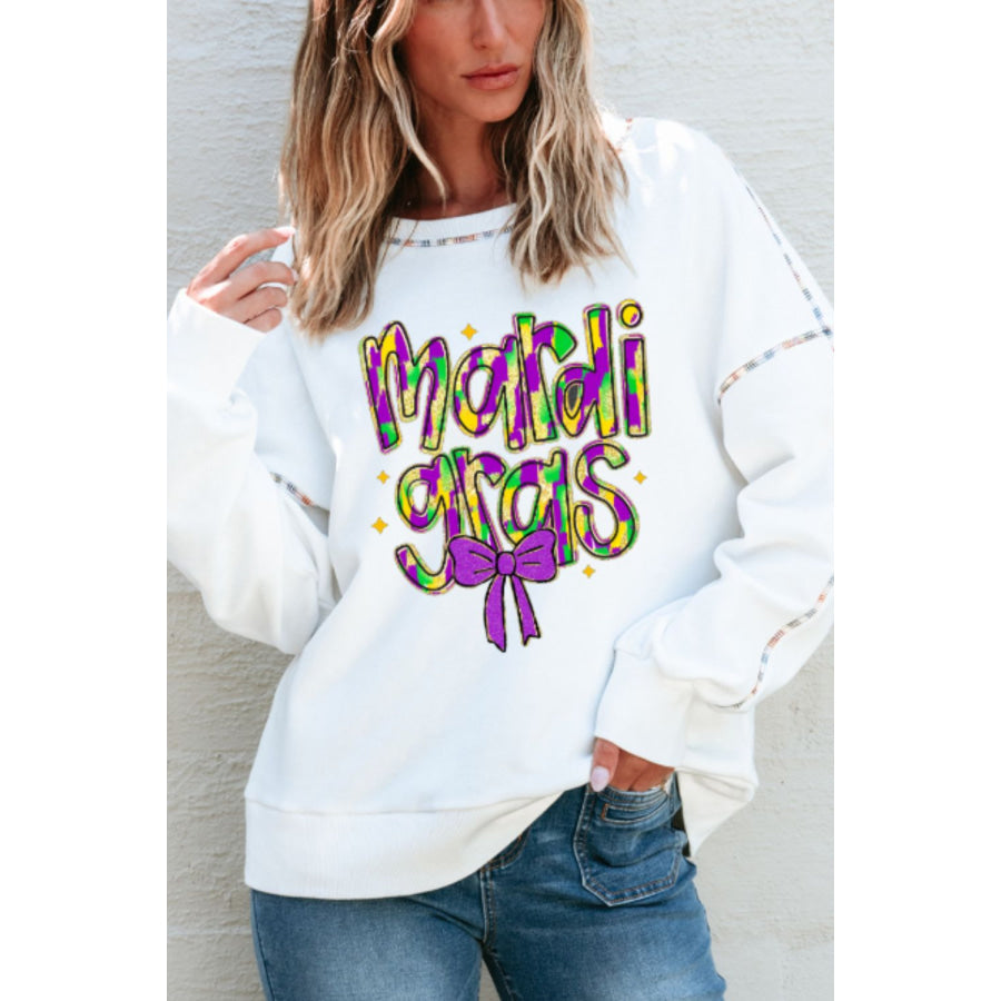 MARDI GRAS Round Neck Long Sleeve Sweatshirt Apparel and Accessories