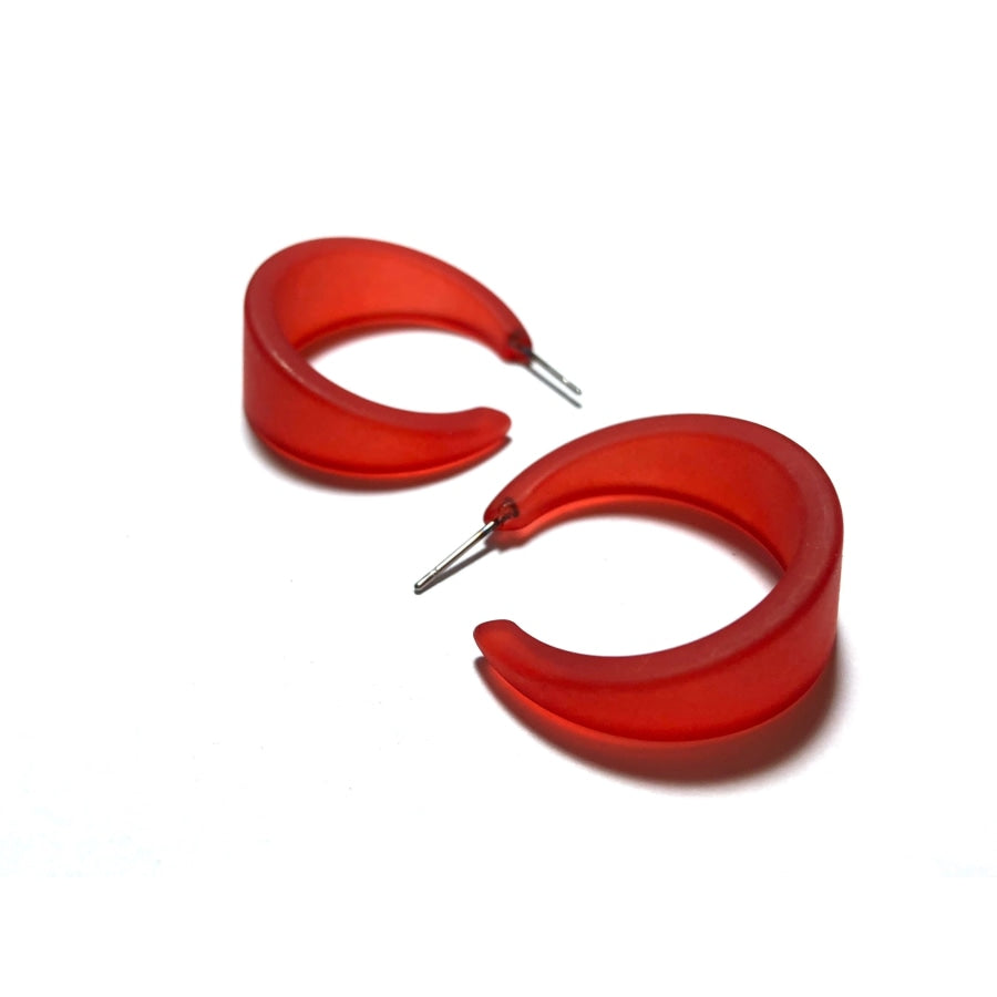 Marilyn Frosted Hoop Earrings - Large Cherry Red Marilyn Hoops