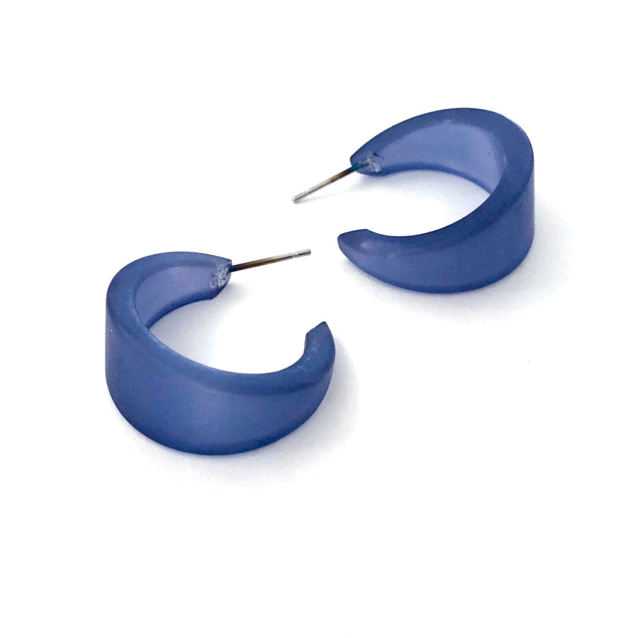 Marilyn Frosted Hoop Earrings - Large Denim Blue Marilyn Hoops