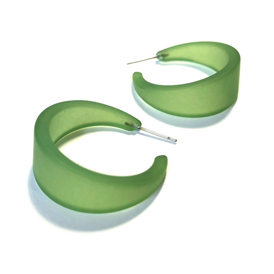 Marilyn Frosted Hoop Earrings - Large Sea Glass Green Marilyn Hoops