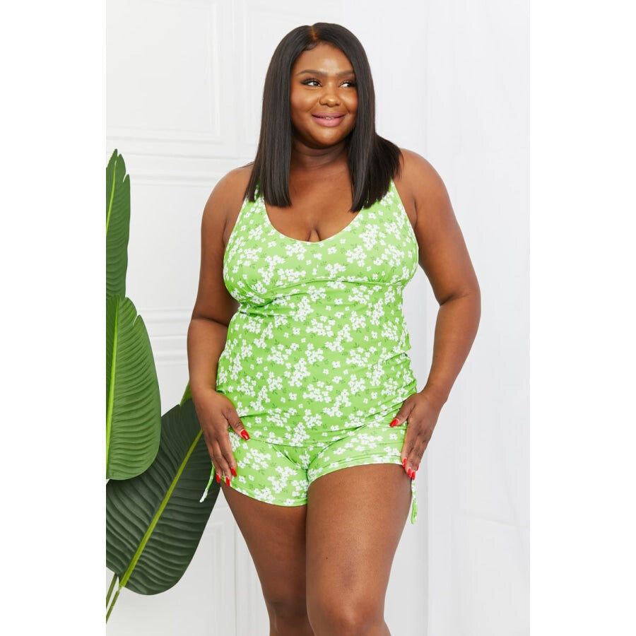 Marina West Swim By The Shore Full Size Two-Piece Swimsuit in Blossom Green Mint Green / XS