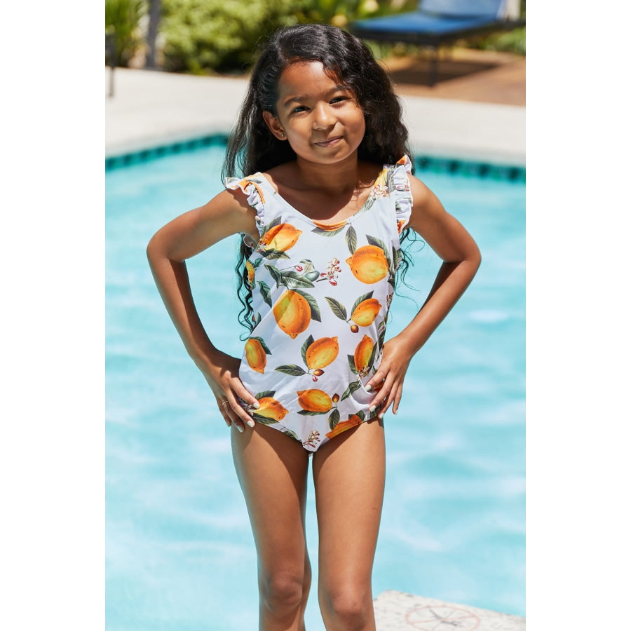 Marina West Swim Float On Ruffled One-Piece in Citrus Orange Citrus Orange / 18M