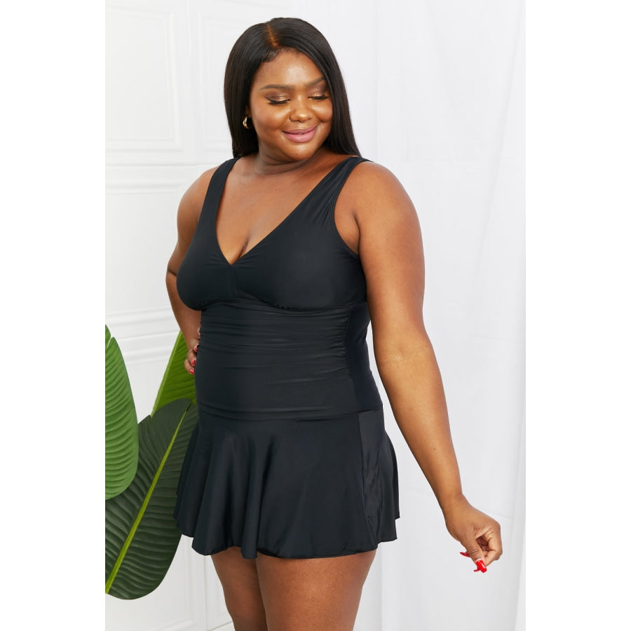 Marina West Swim Full Size Clear Waters Swim Dress in Black