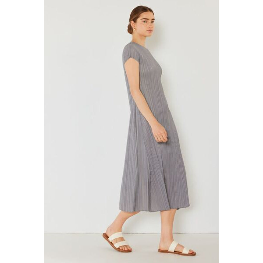 Marina West Swim Pleated Cap Sleeve A - Line Dress Apparel and Accessories