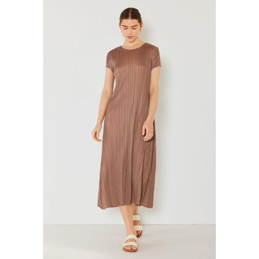 Marina West Swim Pleated Cap Sleeve A - Line Dress Apparel and Accessories