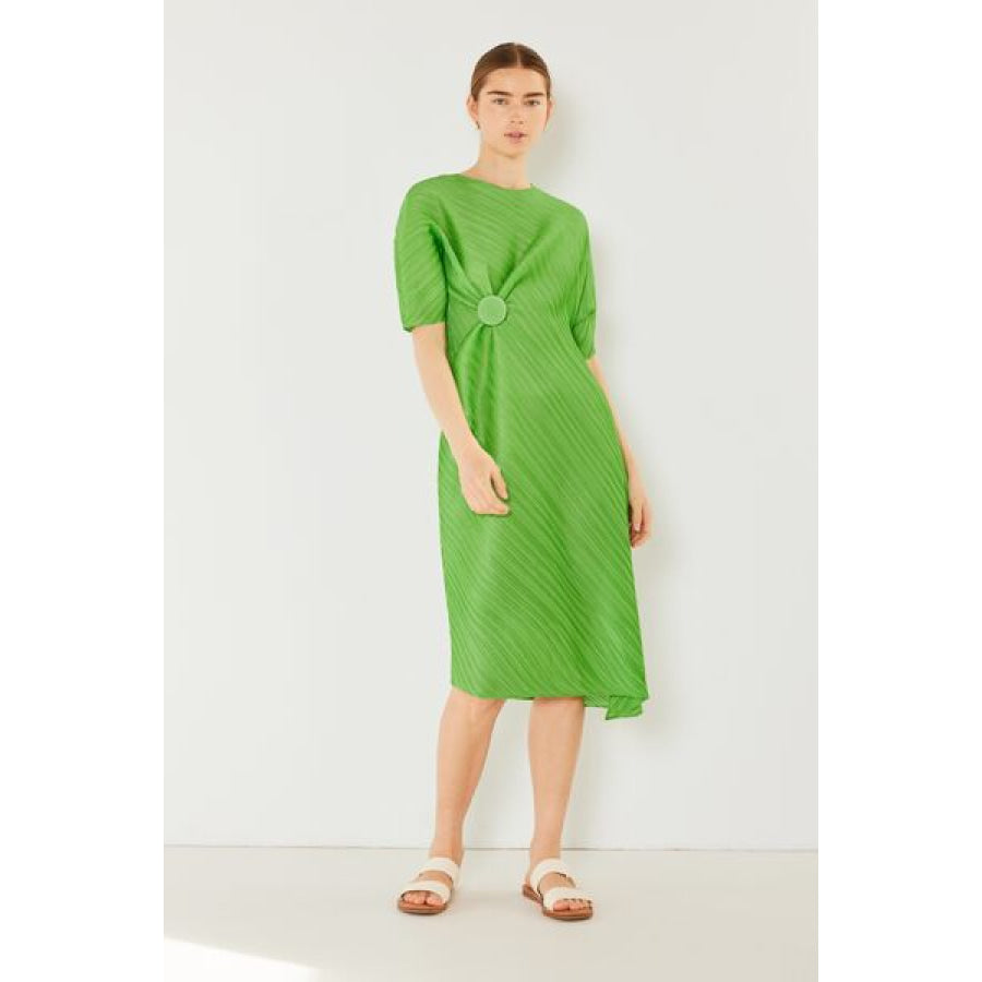 Marina West Swim Pleated Dolman Sleeve Dress Fun Green / S/M Apparel and Accessories