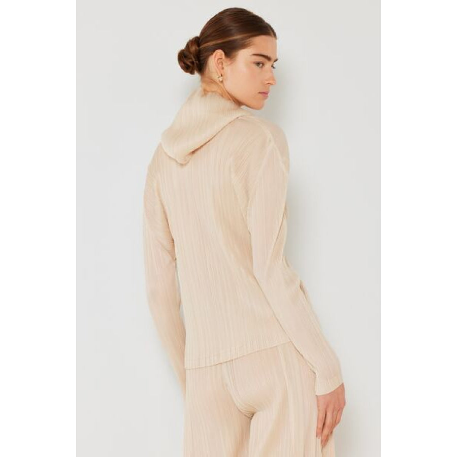 Marina West Swim Pleated Hood Jacket with 2 Way Zipper Beige / S/M Apparel and Accessories