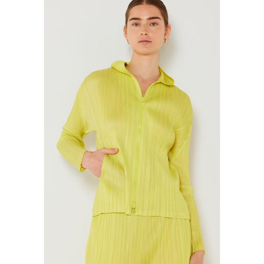 Marina West Swim Pleated Hood Jacket with 2 Way Zipper Lime / S/M Apparel and Accessories