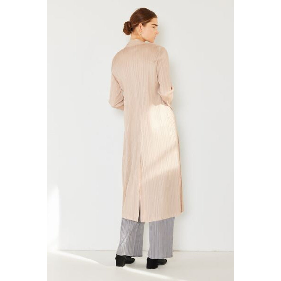 Marina West Swim Pleated Long Sleeve Cardigan Beige / S/M Apparel and Accessories