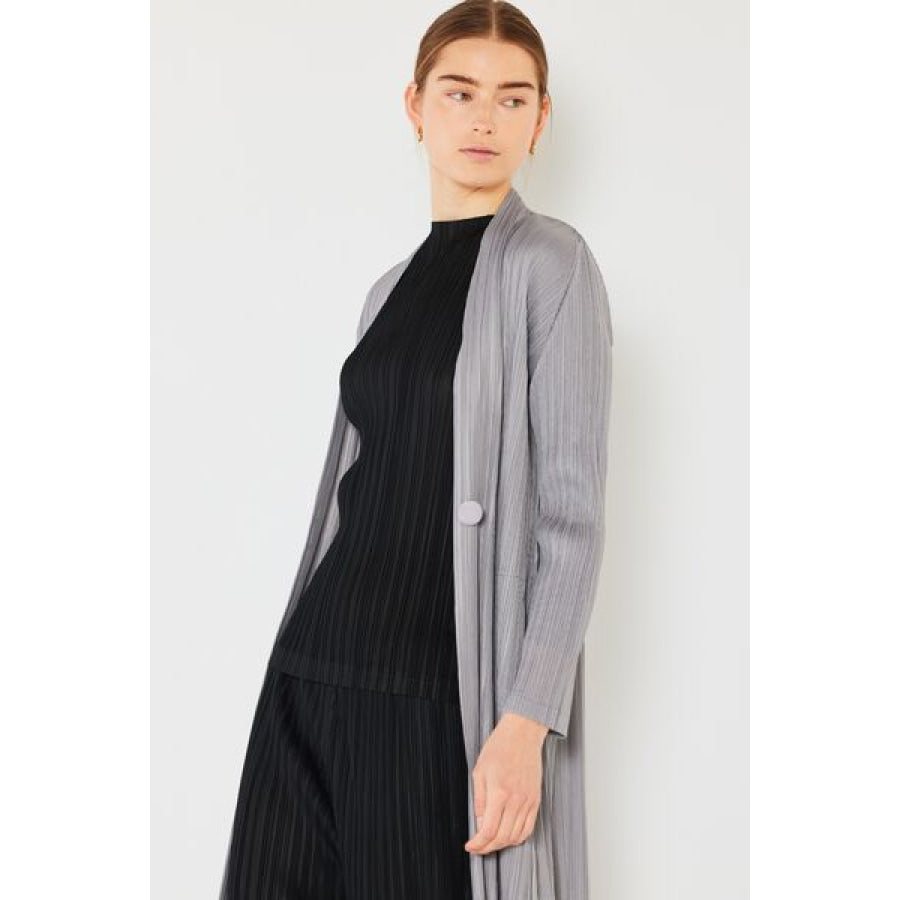 Marina West Swim Pleated Long Sleeve Cardigan Apparel and Accessories