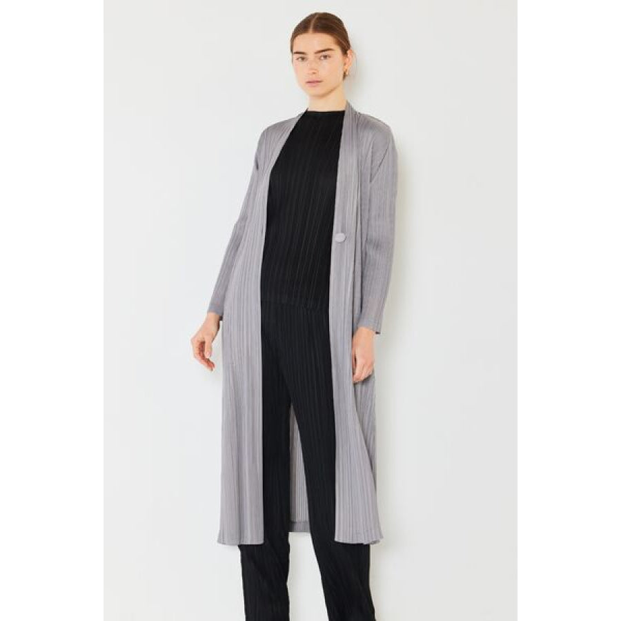 Marina West Swim Pleated Long Sleeve Cardigan Gray / S/M Apparel and Accessories