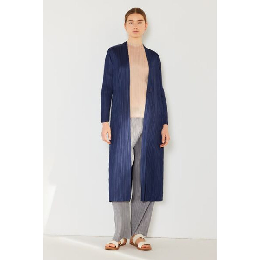 Marina West Swim Pleated Long Sleeve Cardigan Navy / S/M Apparel and Accessories