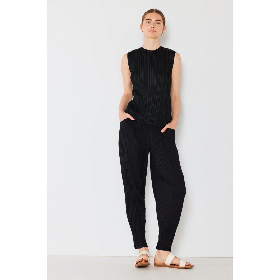 Marina West Swim Pleated Relaxed - Fit Slight Drop Crotch Jogger Black / S Apparel and Accessories