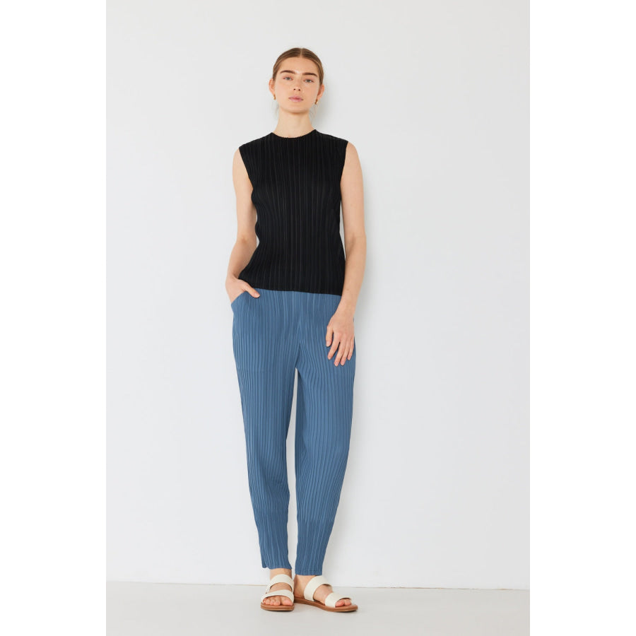 Marina West Swim Pleated Relaxed - Fit Slight Drop Crotch Jogger Steel Blue / S Apparel and Accessories