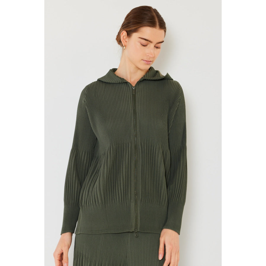 Marina West Swim Pleated Unisex Plisse Jacket with 2 Way Zipper Army Green / S Apparel and Accessories