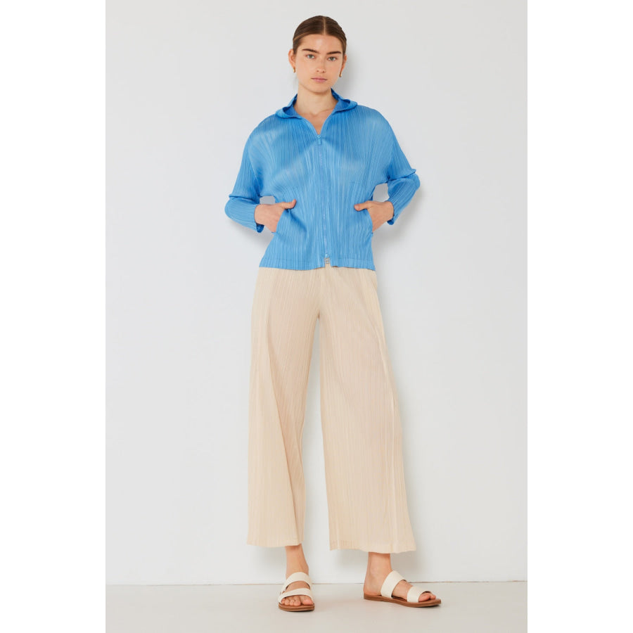Marina West Swim Pleated Wide - Leg Pants with Side Pleat Detail Beige / S Apparel and Accessories