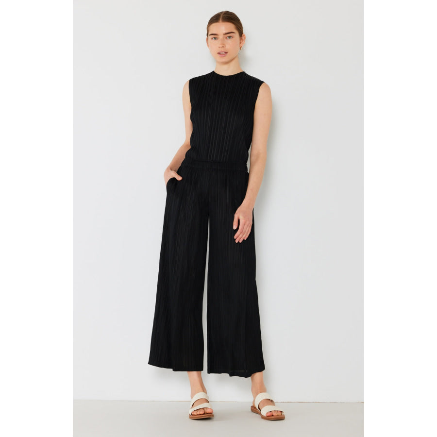 Marina West Swim Pleated Wide - Leg Pants with Side Pleat Detail Black / S Apparel and Accessories