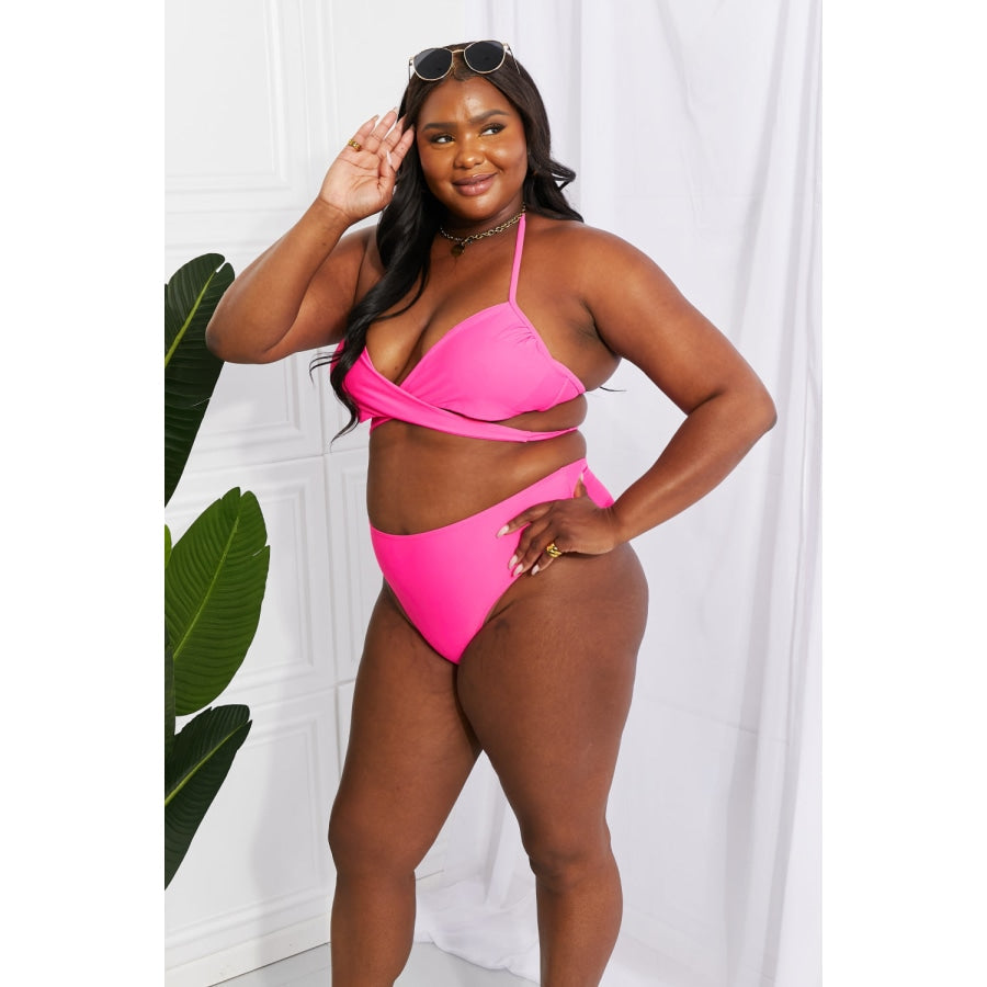 Marina West Swim Summer Splash Halter Bikini Set in Pink