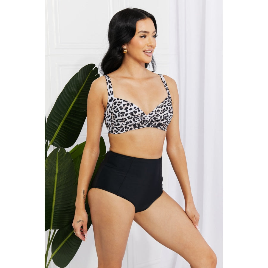 Marina West Swim Take A Dip Twist High-Rise Bikini in Leopard Leopard / S