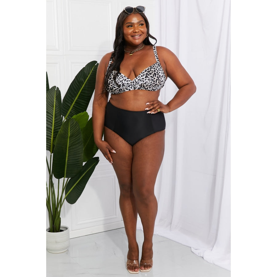 Marina West Swim Take A Dip Twist High-Rise Bikini in Leopard