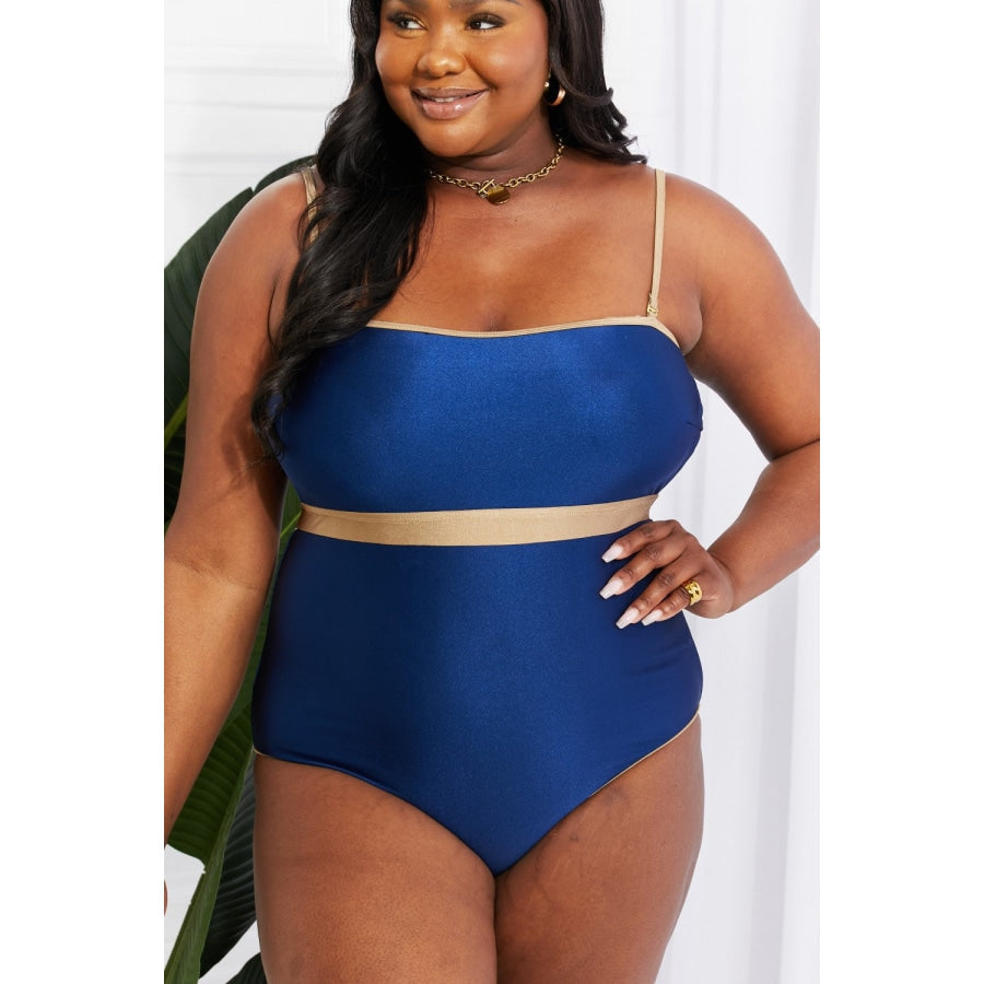 Marina West Swim Wave Break Contrast Trim One-Piece