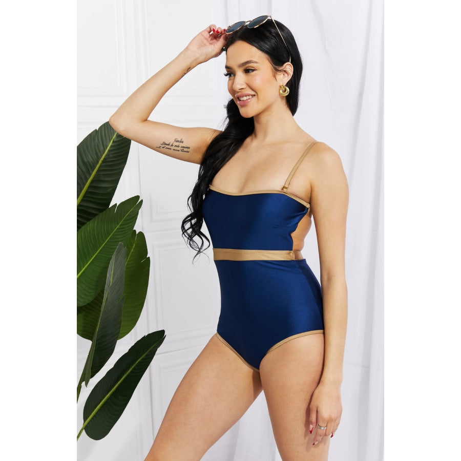 Marina West Swim Wave Break Contrast Trim One-Piece