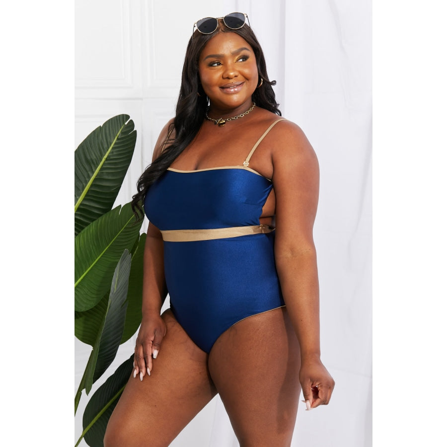 Marina West Swim Wave Break Contrast Trim One-Piece