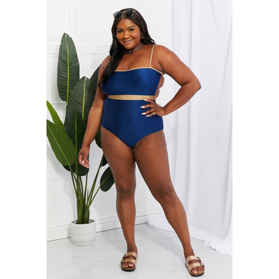 Marina West Swim Wave Break Contrast Trim One-Piece