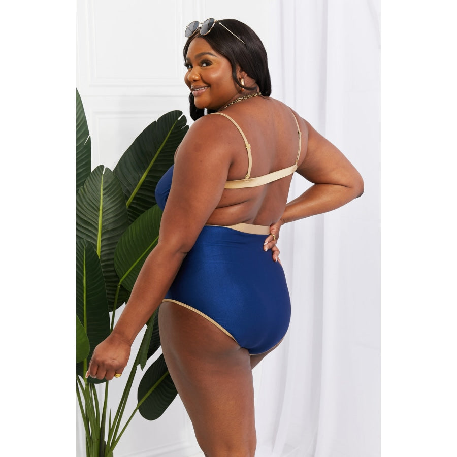 Marina West Swim Wave Break Contrast Trim One-Piece