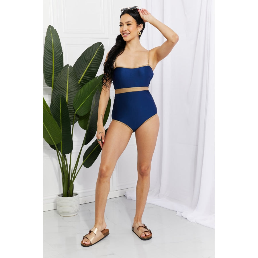 Marina West Swim Wave Break Contrast Trim One-Piece