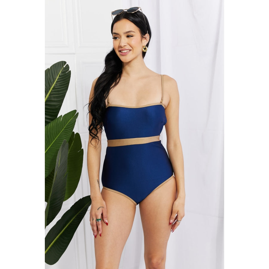 Marina West Swim Wave Break Contrast Trim One-Piece