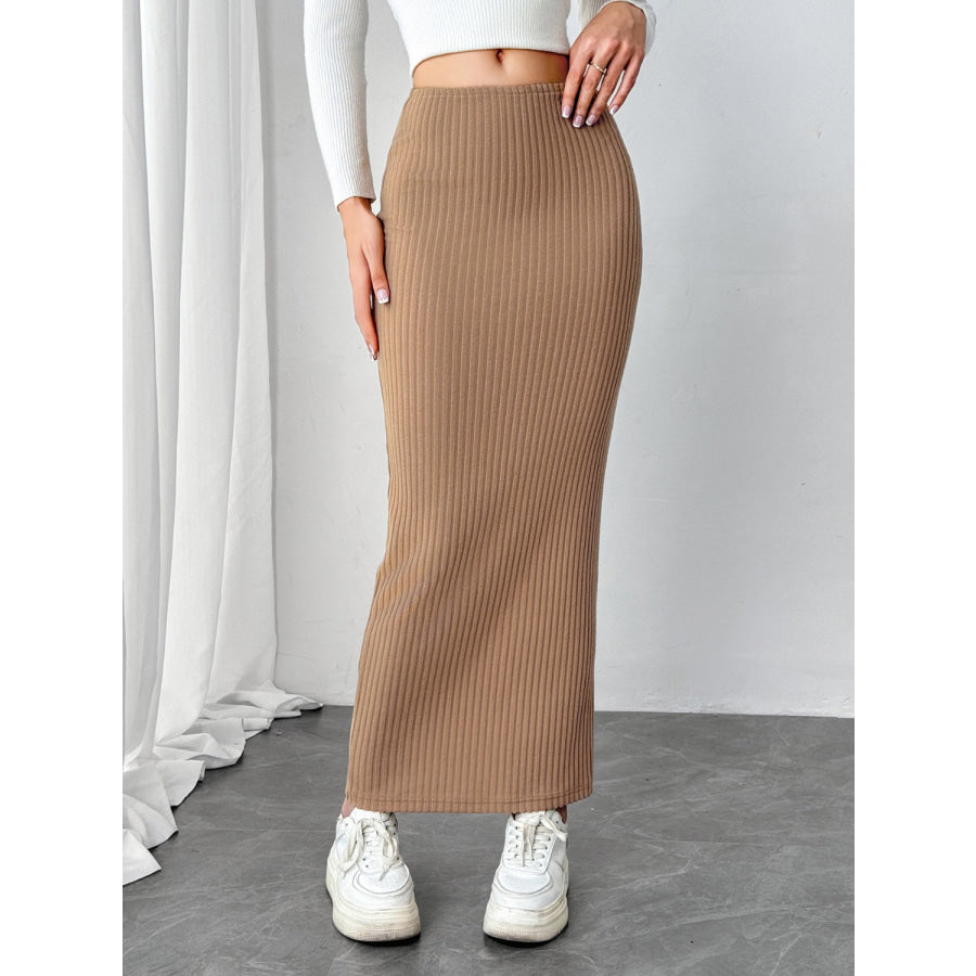 Maxi Knit Wrap Skirt Camel / S Apparel and Accessories