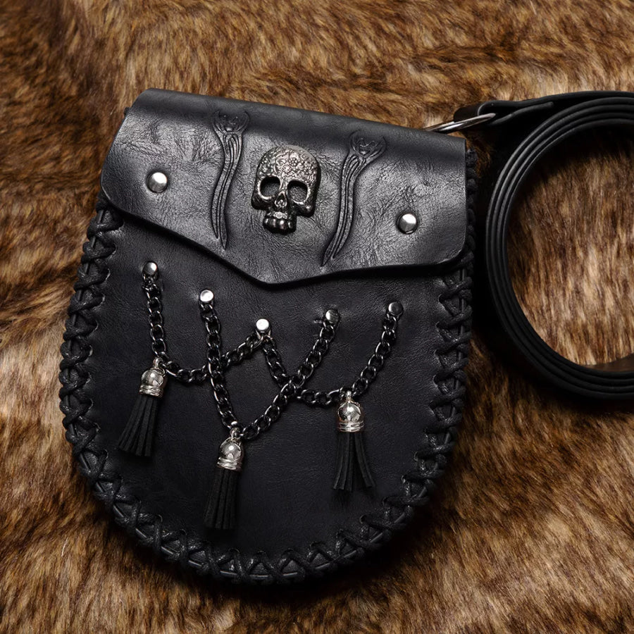 Medieval Faux Leather Belt Coin Pouch Black / ONESIZE Apparel and Accessories