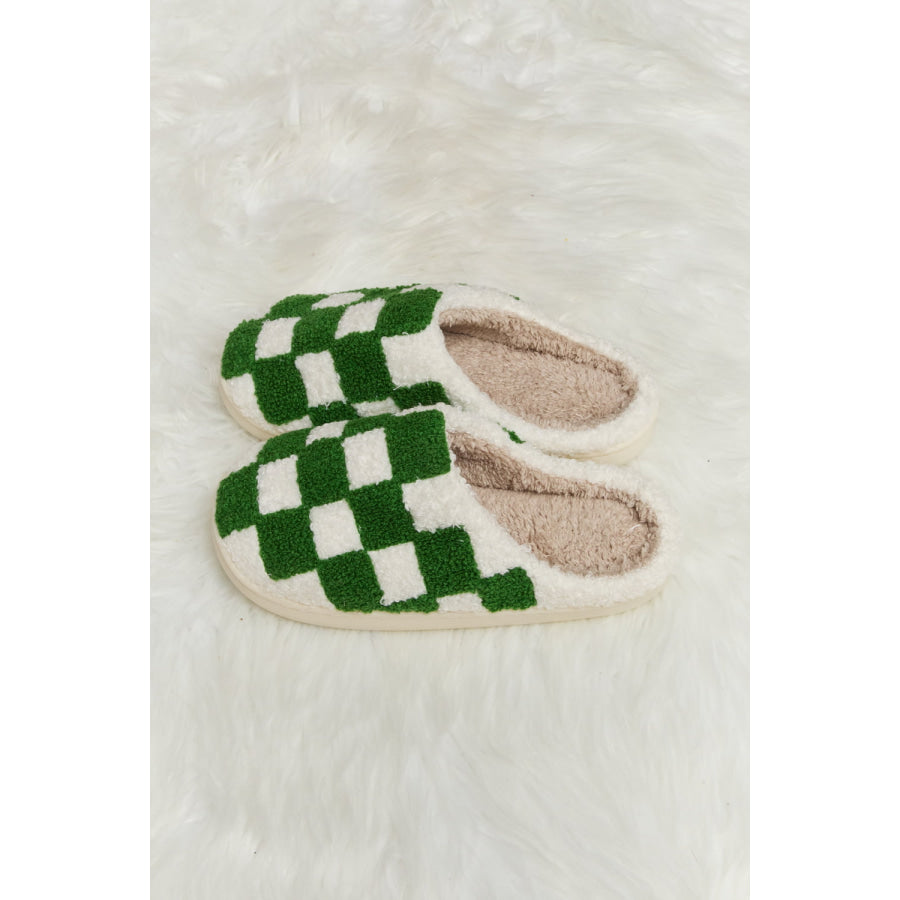 Melody Checkered Print Plush Slide Slippers footwear