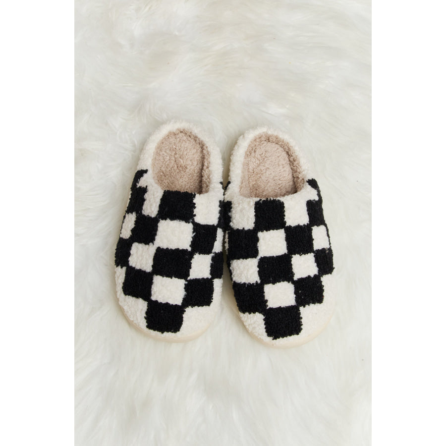 Melody Checkered Print Plush Slide Slippers footwear