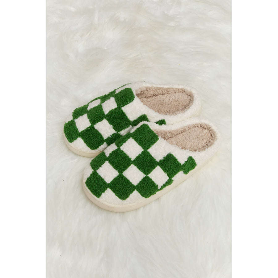 Melody Checkered Print Plush Slide Slippers footwear