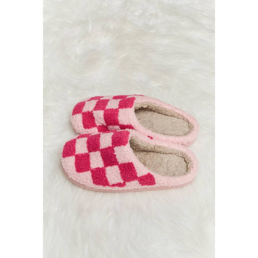 Melody Checkered Print Plush Slide Slippers footwear