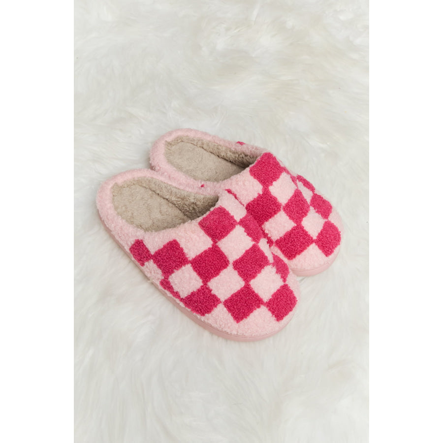 Melody Checkered Print Plush Slide Slippers footwear