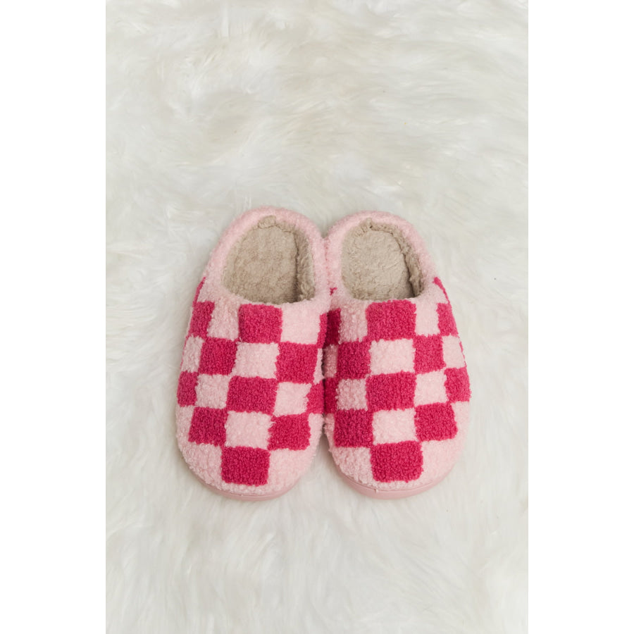 Melody Checkered Print Plush Slide Slippers footwear