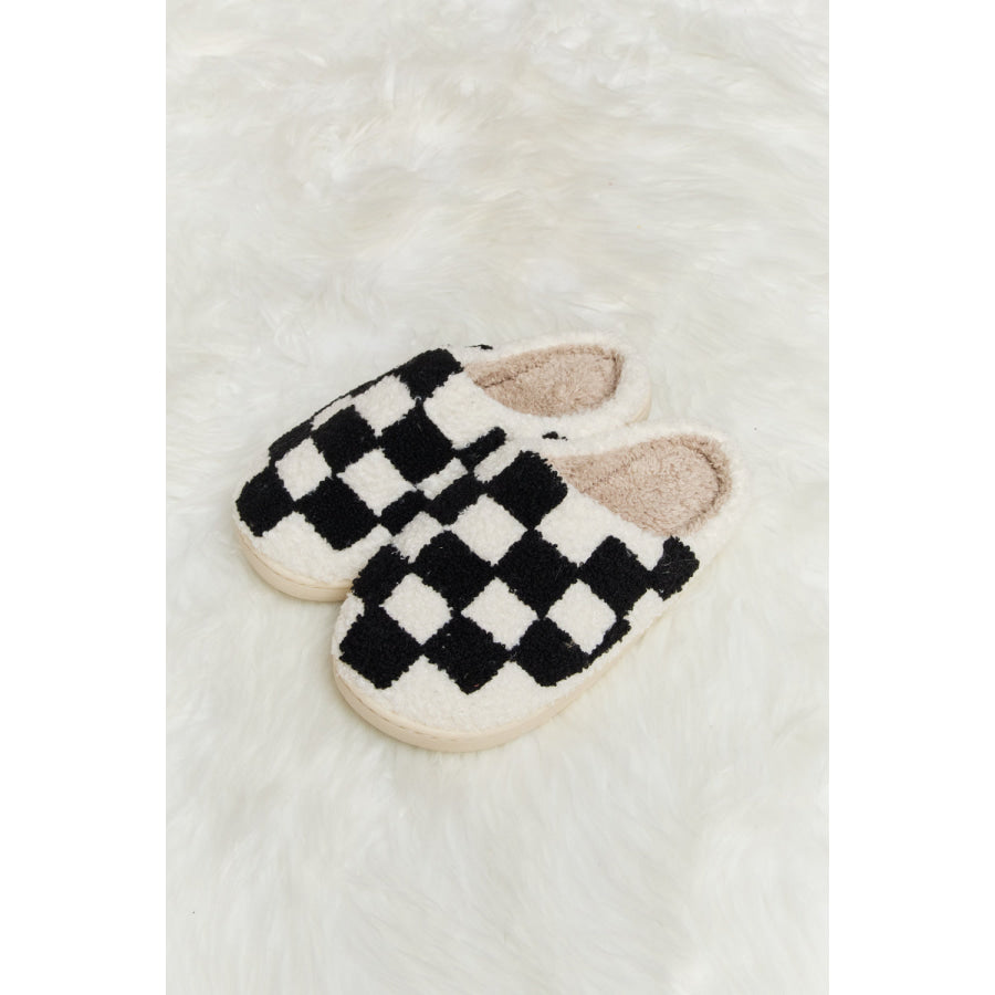 Melody Checkered Print Plush Slide Slippers footwear