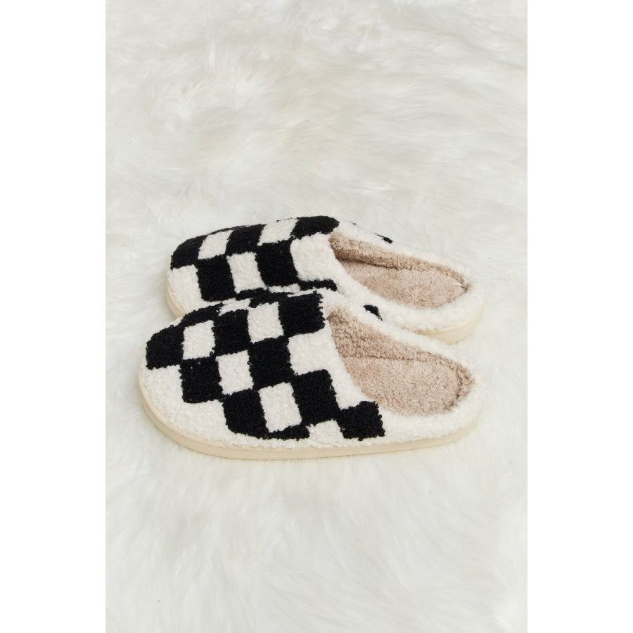 Melody Checkered Print Plush Slide Slippers footwear