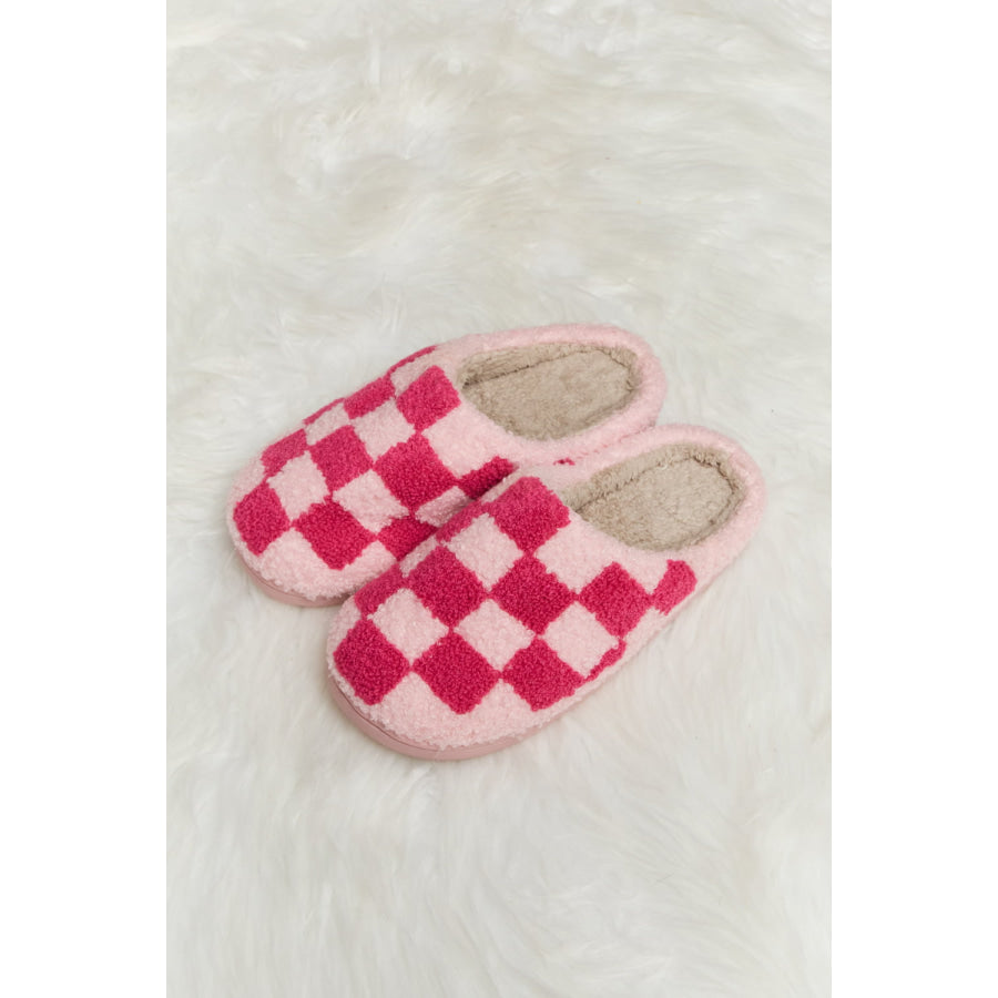 Melody Checkered Print Plush Slide Slippers footwear