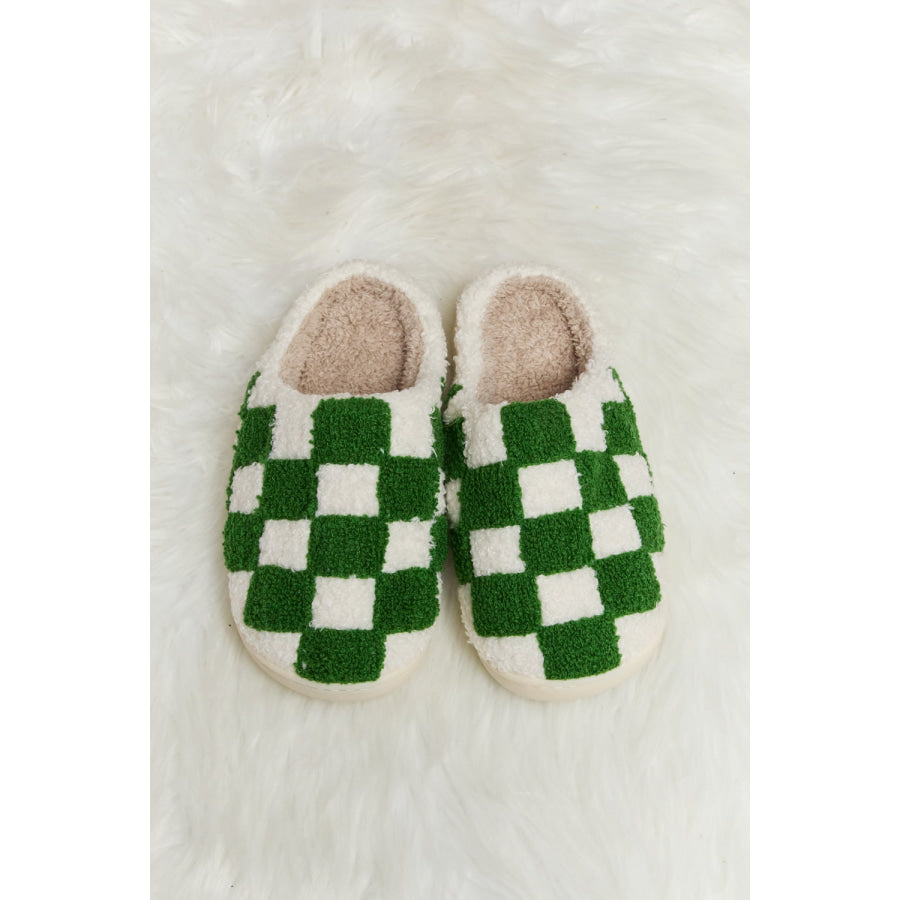 Melody Checkered Print Plush Slide Slippers footwear