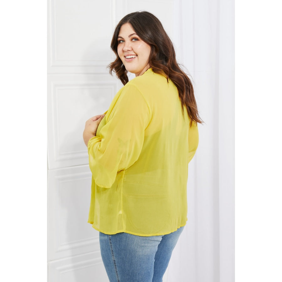 Melody Just Breathe Full Size Chiffon Kimono in Yellow