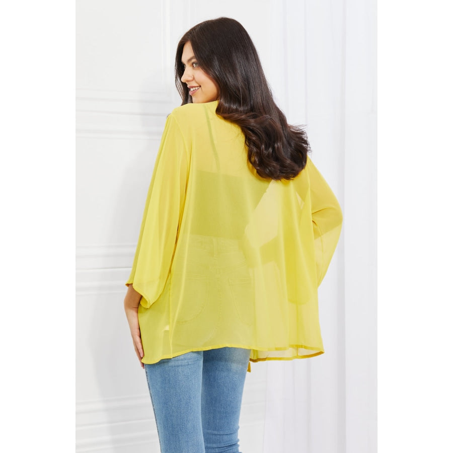 Melody Just Breathe Full Size Chiffon Kimono in Yellow