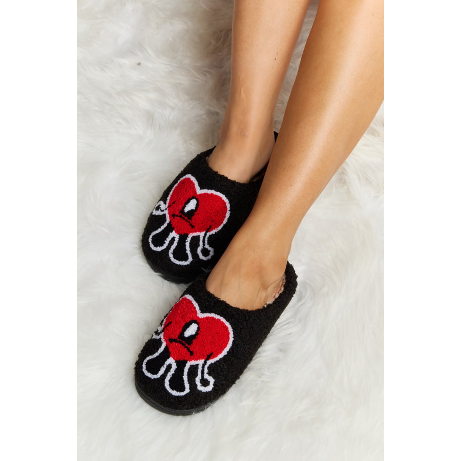 Melody Love Heart Print Plush Slippers footwear